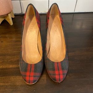 JCrew Plaid Tartan Heels Size 7.5